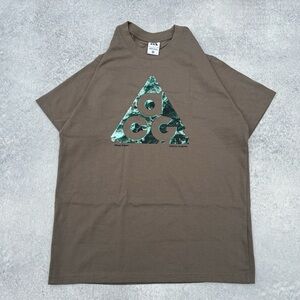 Nike ACG Y2K Style Monolith Light Brown Grey Hiking Graphic Heavyweight T-Shirt